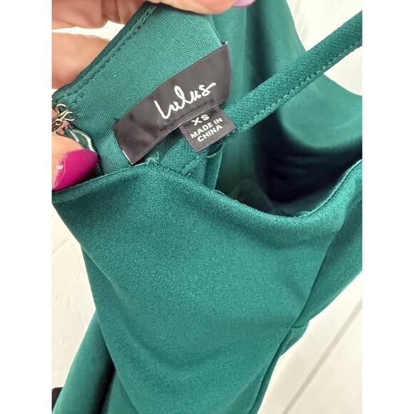 Lulus XS emerald green midi dress side slit NWT sleeveless foxy favorite $82 - Picture 10 of 10